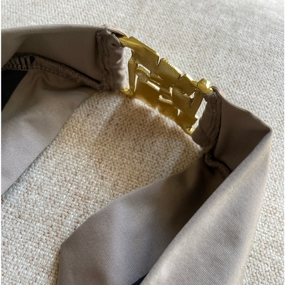 NWT Trina Turk black taupe colorblock gold mosaic square hardware sides size 6 - Picture 4 of 13